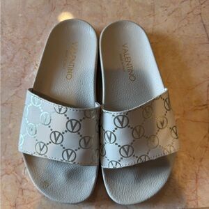 Valentino White and Gold Sandals